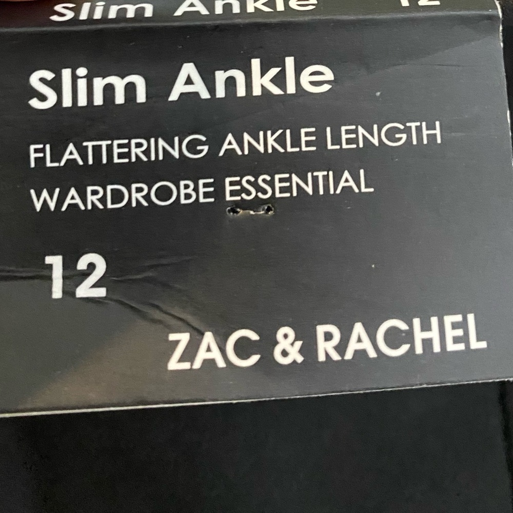 ZAC & RACHEL Black Slim Leg Ankle Pants w/Ruffled Trim Front Pockets. Size 12. - Picture 6 of 6